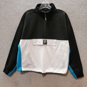 DKNY Sport Women Sweatshirt Medium Black Colorblock 1/4 Zip